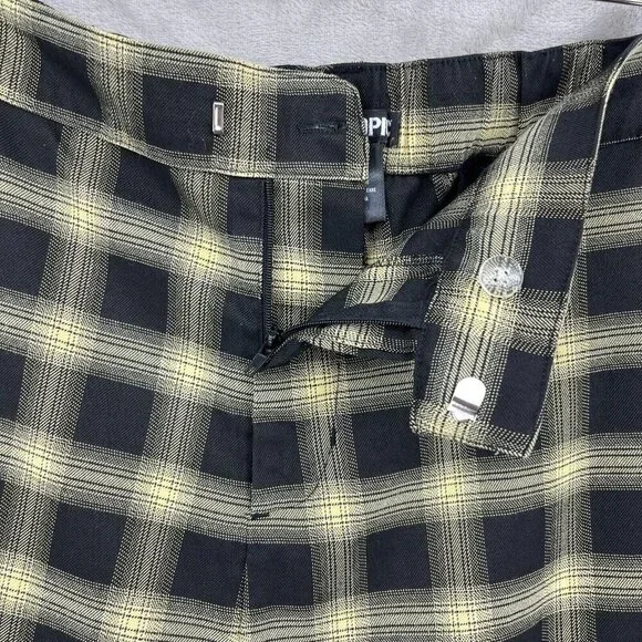 Hot Topic Yellow Black Plaid Wide Leg Cargo Pants Punk Goth Retro Y2K